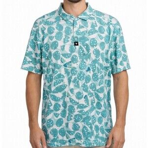 BAD BIRDIE Bam Bam Stretch Golf Polo Shirt Men's Size Large 2XL UPF 50 Coastal